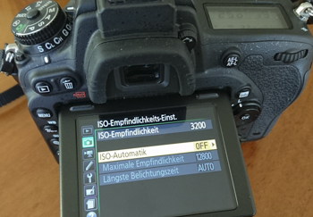 ISO Automatik einstellen Kamera Dispaly